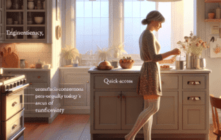 Person in a cozy kitchen wearing compression stockings for improved circulation, showcasing comfort, functionality, and quick-access design features.