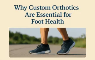 A person walking with running shoes, showcasing a healthy and active lifestyle, using orthotics to help their feet.